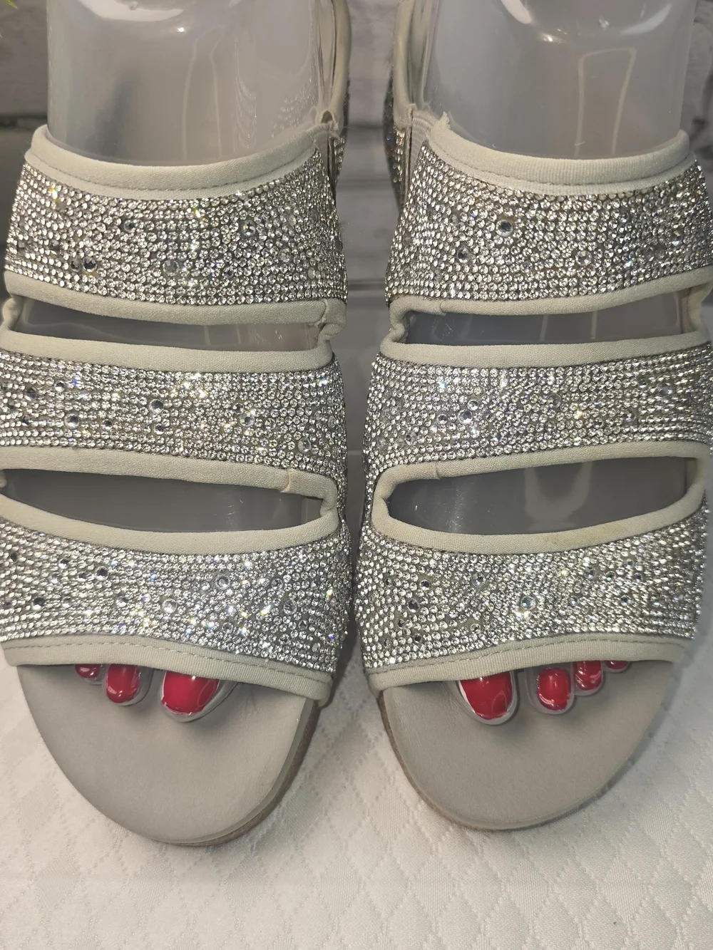 Chelsea & violet rhinestone-embellished double strap sandals platform women’s 8